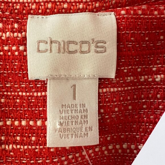 Chicos Womens Textured Fringe Jacket Garibaldi Orange Zip Front size Medium - Picture 12 of 16